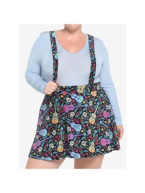 Disney Pixar Coco Sugar Skull & Guitar Velvet Suspender Skirt Plus Size 2